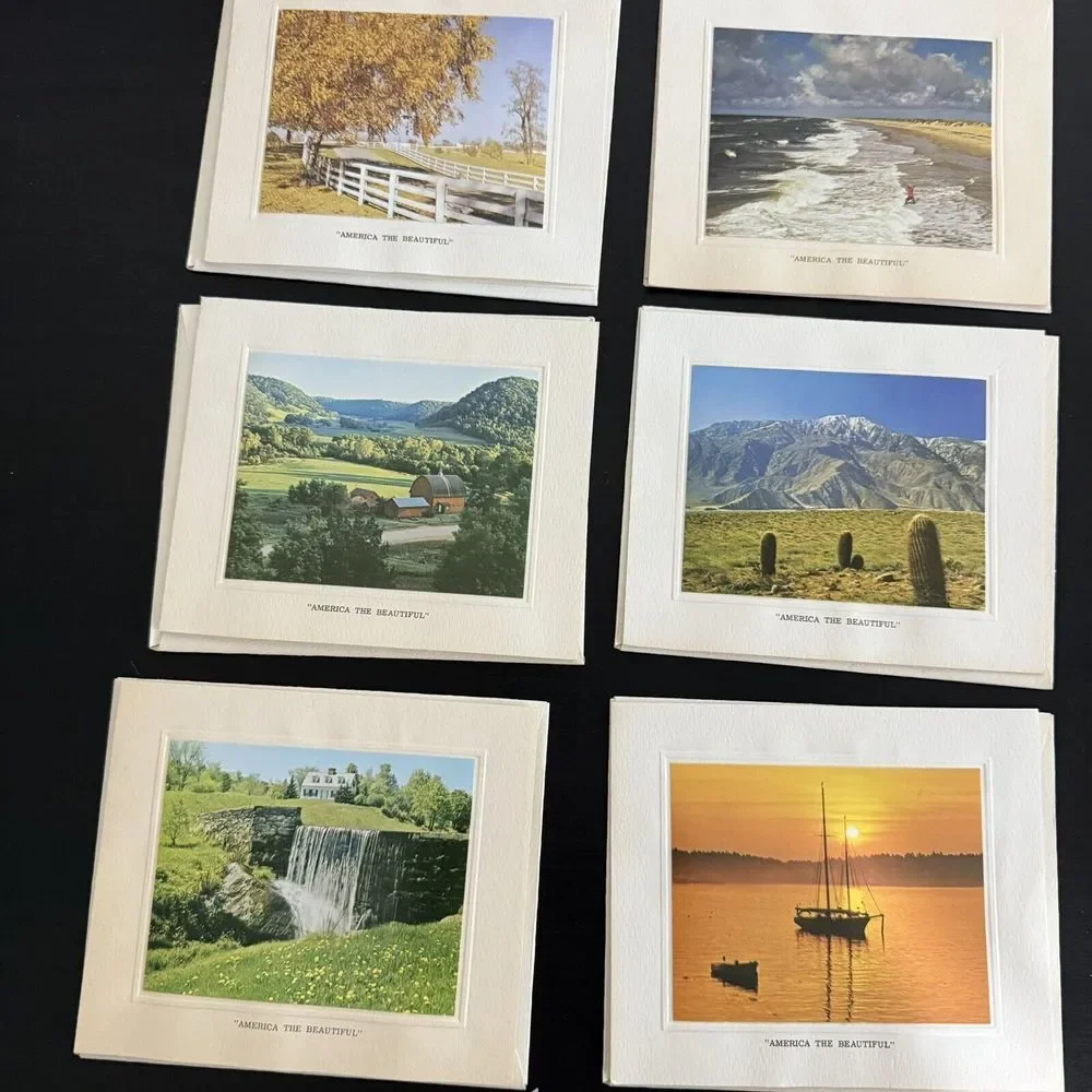 (20) Vintage America The Beautiful Embossed Photo Cards Envelopes Stationary New